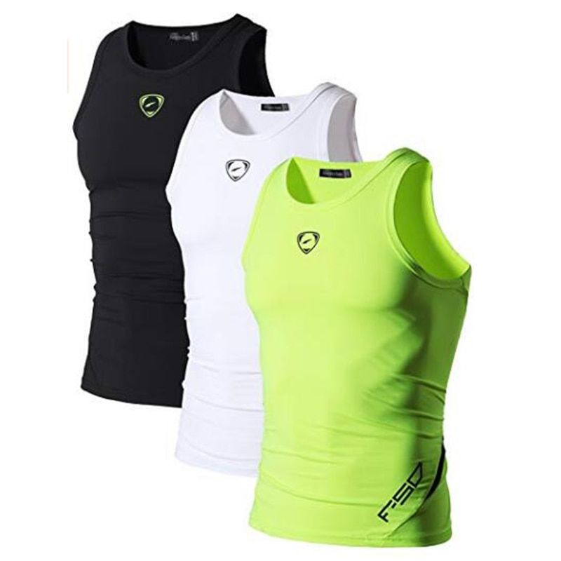 Jeansian 3 Pack Srt TaTops Tanktops Sleeveless Shirts Running Grym Workout Fitness Slim Compression LSL3306 PackA