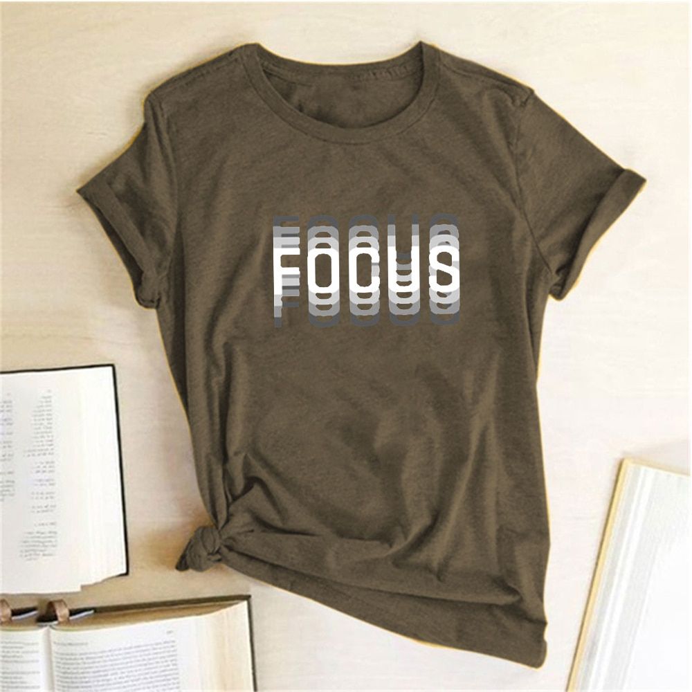 Focus Print T-shirts Women Short Sleeve Round Neck Casual Loose Summer Shirt Women Graphic Tee Aesthetic Clothes Tops 2020 Hot