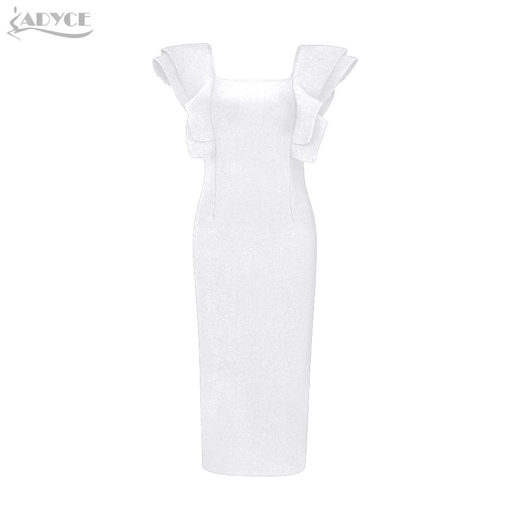 Adyce 2021 New Summer Women Black Bodycon Bandage Dress Sexy Ruffles Butterfly Sleeve Club Celebrity Evening Runway Party Dress