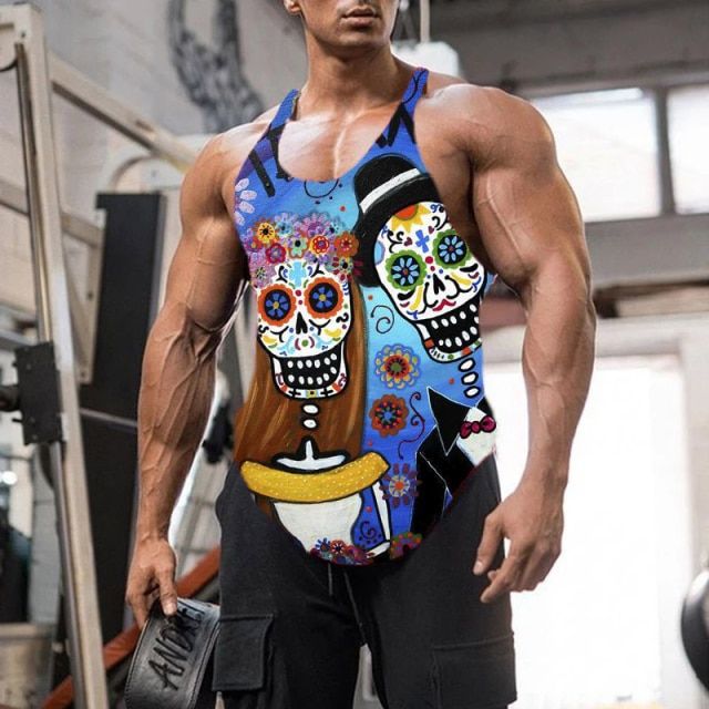Men TaTops Hollow Out Sleeveless Shirts Summer Fashion Mens Clothing Slim Fit Gym Clothes Workout Vest Top Fashion 2022