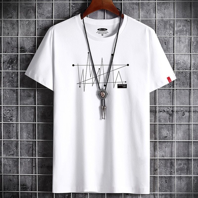 JFUNCY S-6XL Oversize Men Loose Tee Tops 100% Cotton Fashion Print Men's Short Sleeve T-shirt Summer New Male Casual Tshirt