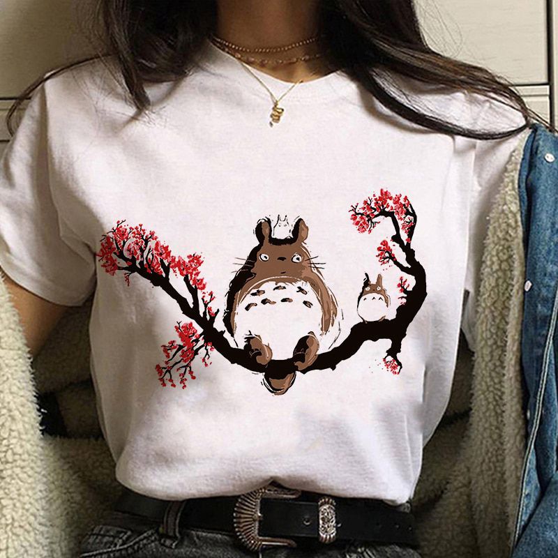 Studio Ghibli Spirited Away Hayao Miyazaki Kawaii Print T-shirt Women Harajuku Aesthetic Tshirt White Tops Anime Female T Shirt