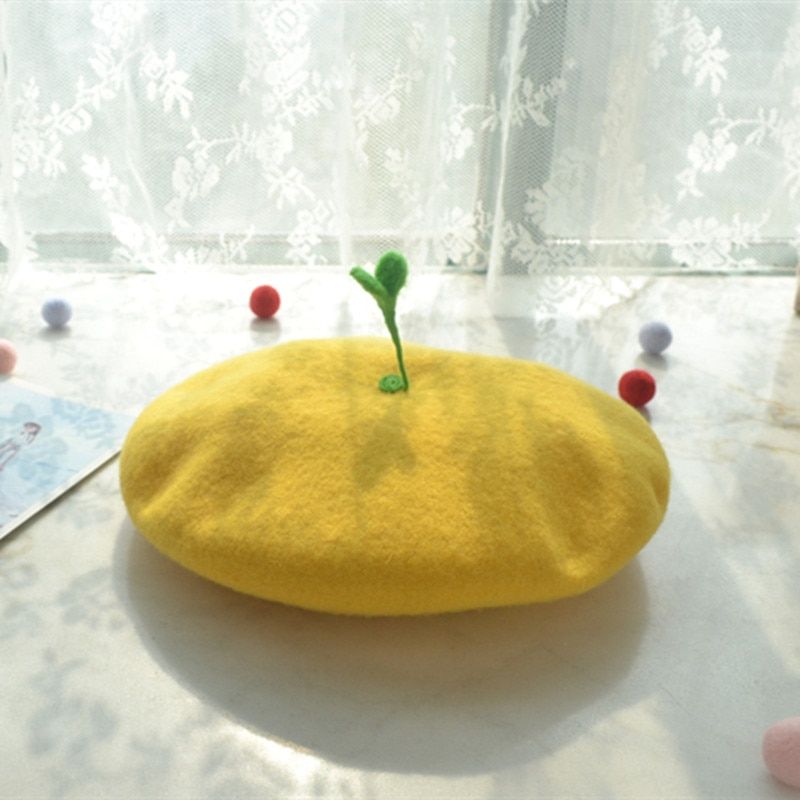 Holiday Peach Cute Fruit Matte Women Girls Handmade Berets French Beret Winter Fashion High Quality Wholesale