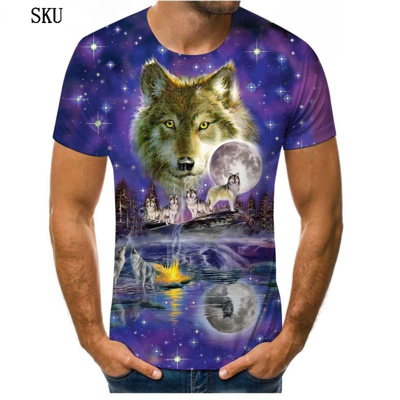Men's Trending T-shirt 3D  Printed Wolf Graphic Tops Summer Fashion men Casual Short Sleeve colths O Neck Streetwear