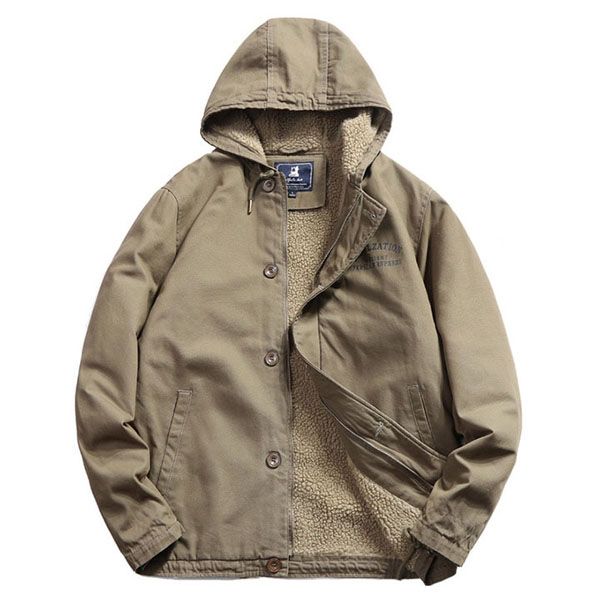 Mcikkny Mens Cargo Winter Jackets Fleece Lined Wool Thermal Outwear Coats Thick Windbreak Top Clothing For Male