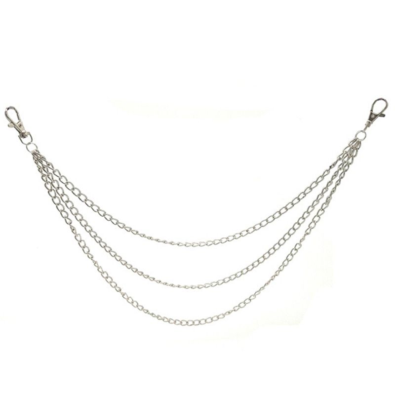 1Layer/2Layer/3Layer Rock Punk Hook Trousers Pant Waist Link Belt Chain Metal Wallet Silver Chain Fashion Men Jewelry