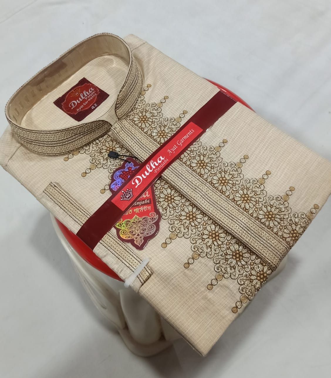 Eid Collection Brown Indian Katan Semi Long Panjabi 2023