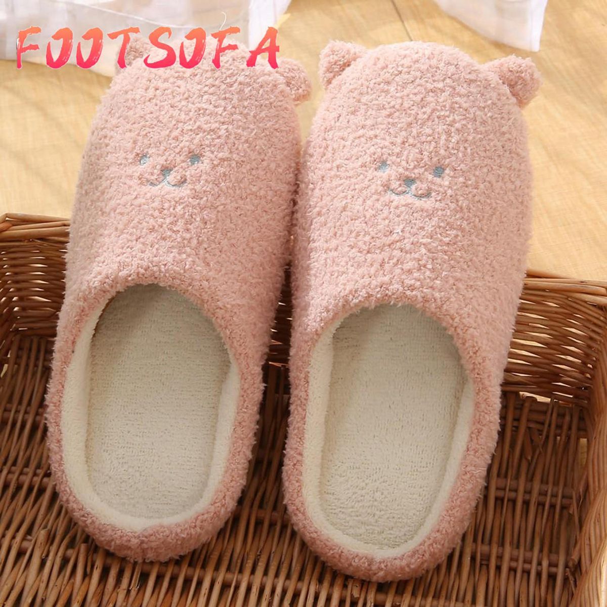 Women's House Slippers Slip-On Anti-Skid Bear Indoor Casual Shoes Snow Slippers
