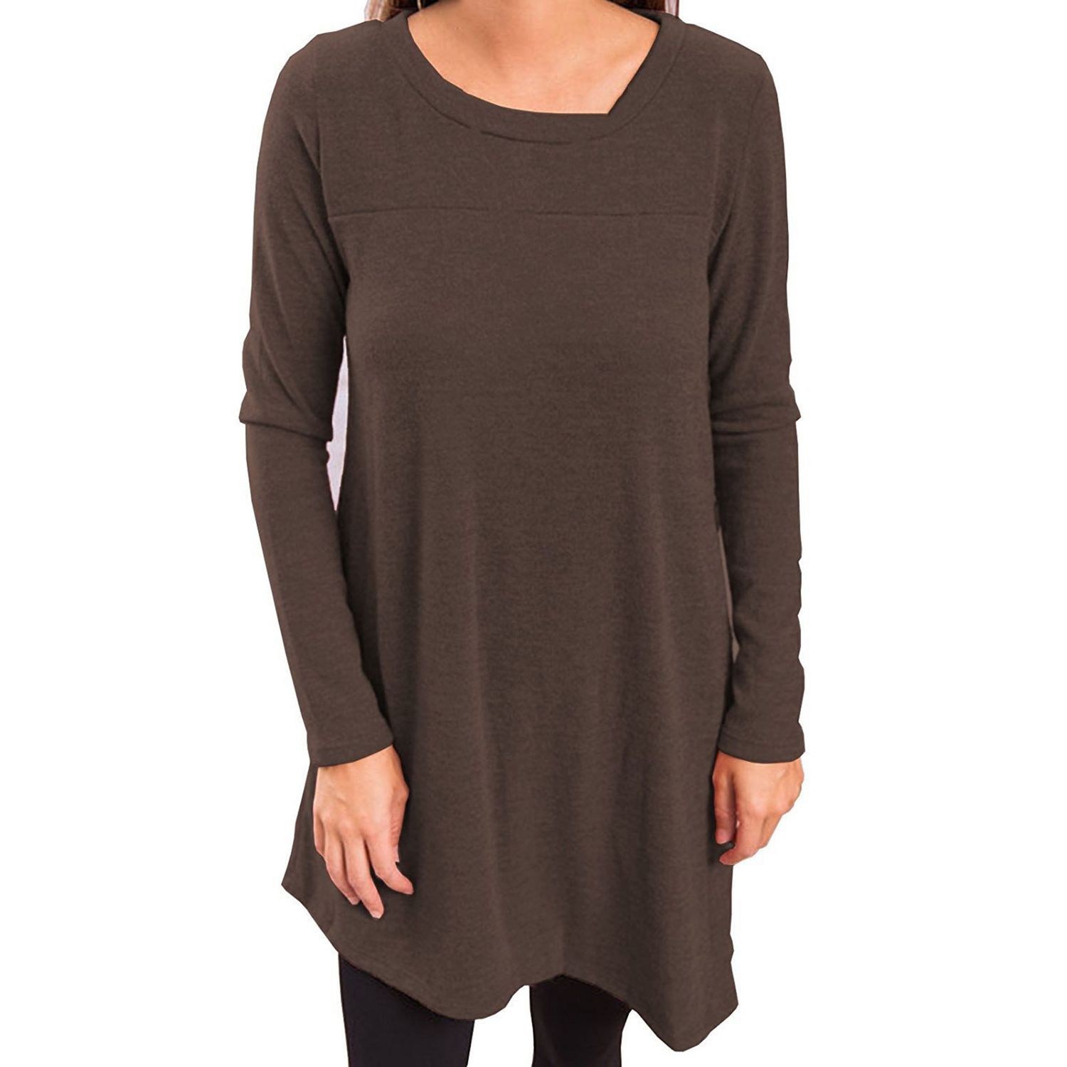 Women Blouse Round Neck Exquisite Large Hem Women T-shirt