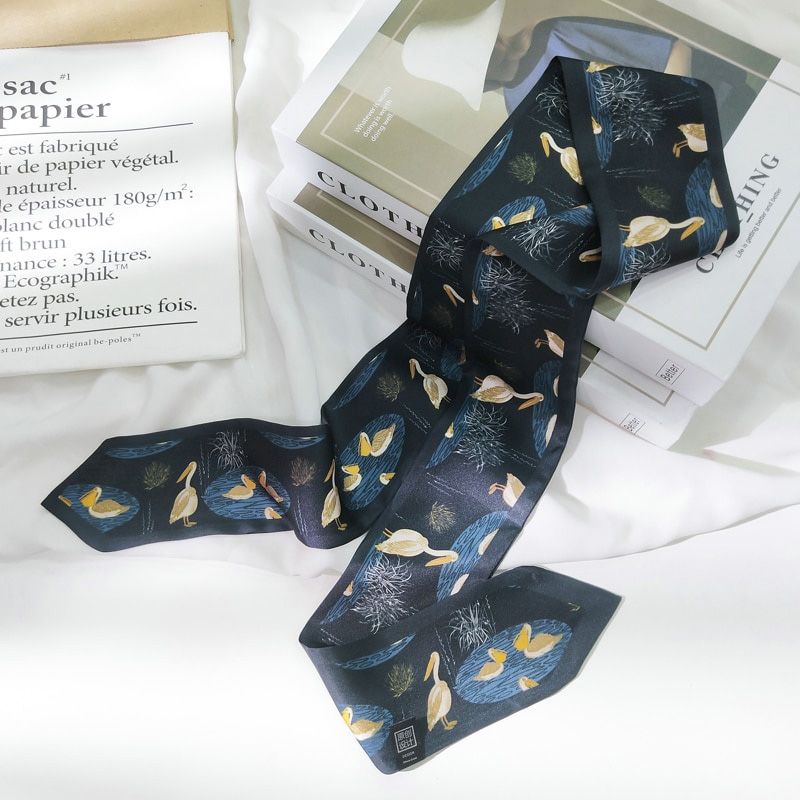 2020 New Fashion Multi-Function Long Silk Scarf Women Narrow Neckerchief Tie Hair Band women skinny scarf Headband For Ladies