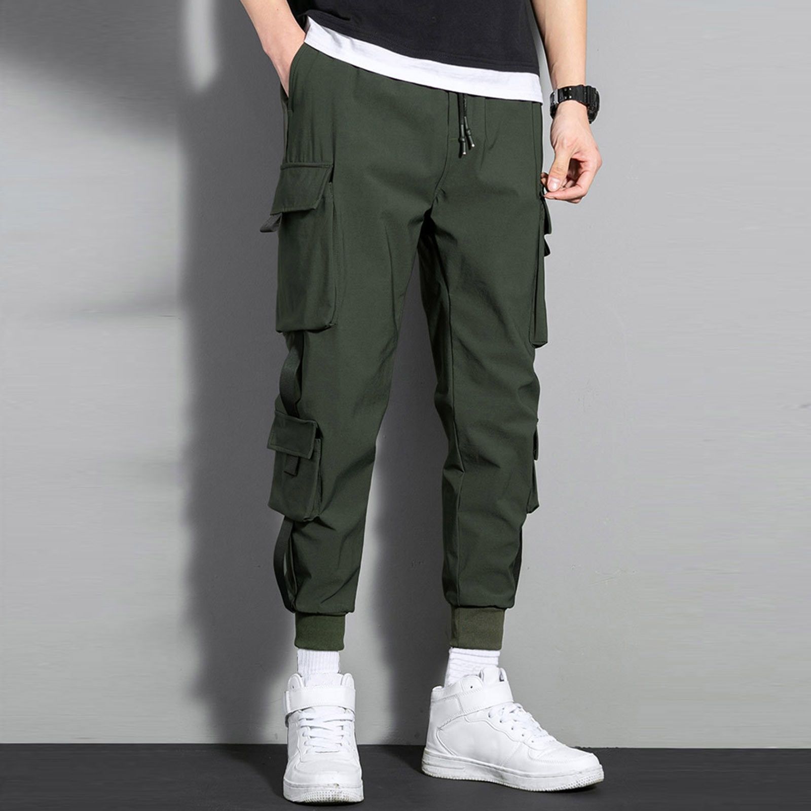 Men's Cargo Pants Loose Plus Size Sports Harlem Pants Nine Pants Casual Cargo Pants Trousers Streetwear штаны мужские