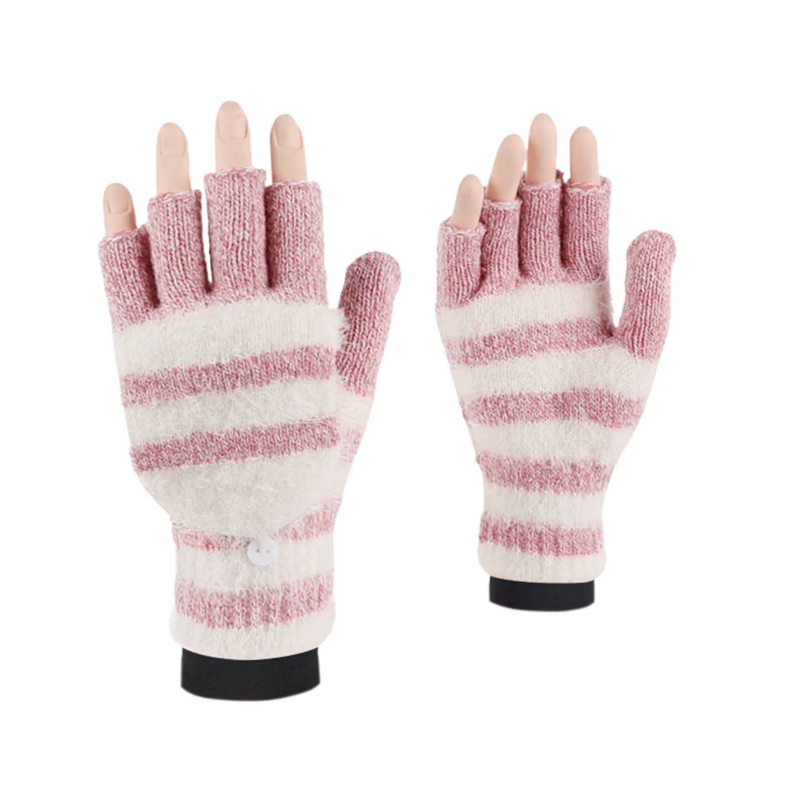 Flip Gloves Fine Texture Thermal Knitted Fabric Convertible Flip Mittens