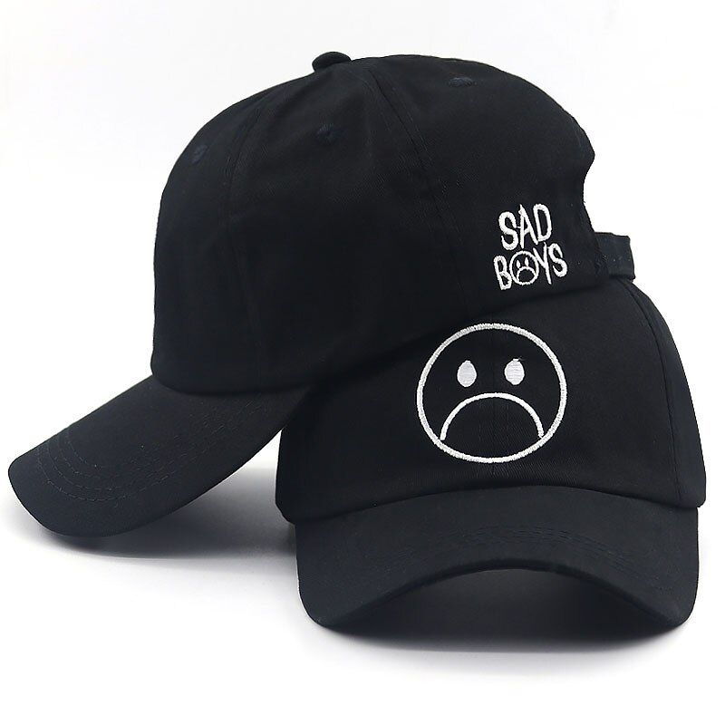 Fashion sad boy face dad hat  cotton face embroidery baseball cap all matched hip hop caps unisex