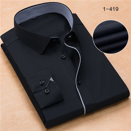 Twill White Mens Dress Shirts Long Sleeve Slim Fit Business Men Formal Shirt Casual Solid without Front Pocket Man's Clothing