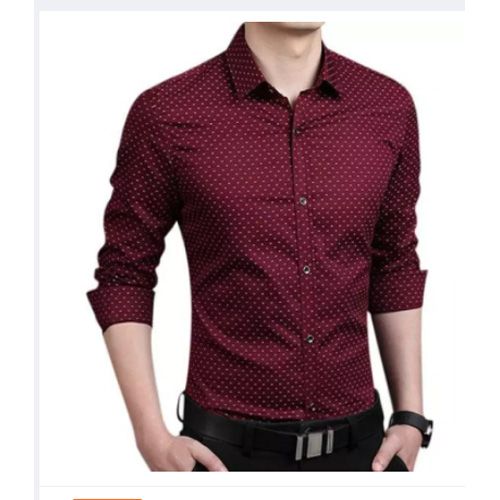 Stylish & Fashionable Trendy Cotton Ball Printed Long Sleeve Formal Shirt For Men