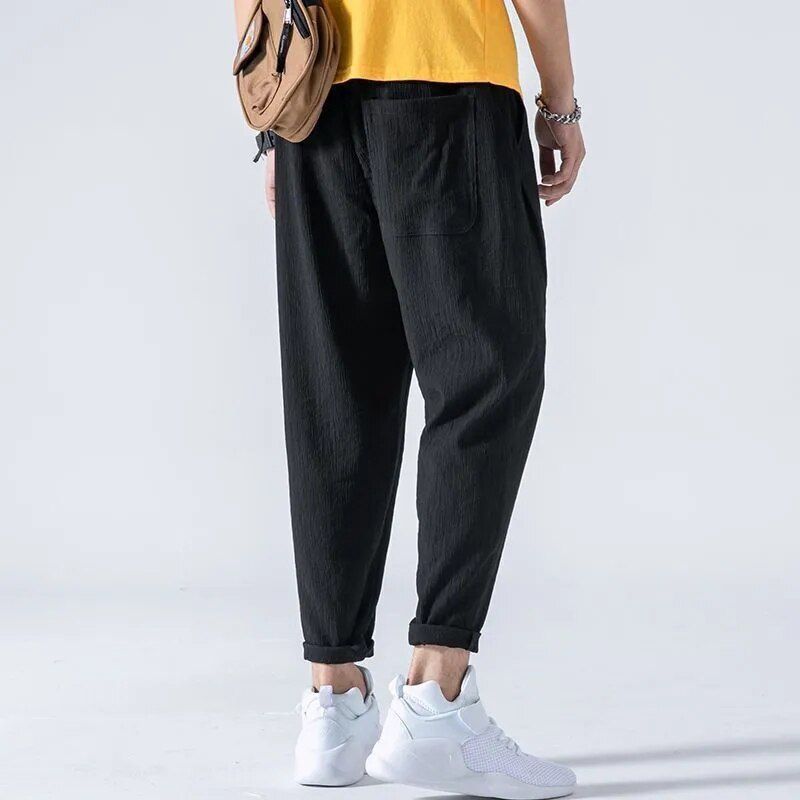 Ice Silk Ultri Thin Men's Casual Pants Men Fashion Cargo Pants Spring Summer Harem Pants Plus Size Ankle Trousers Loose Pants