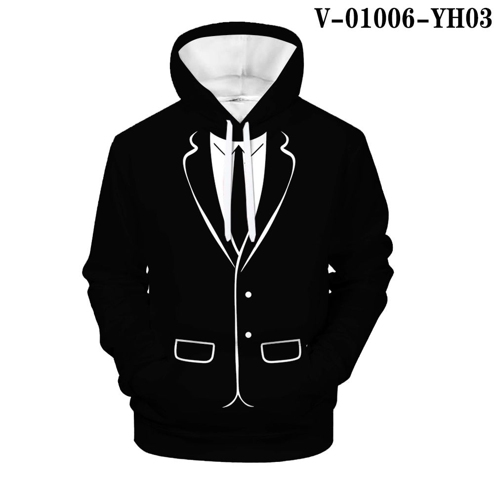 Spray Suit Series Printed Men and Women Casual Cosplay Plus Fleece Hooded