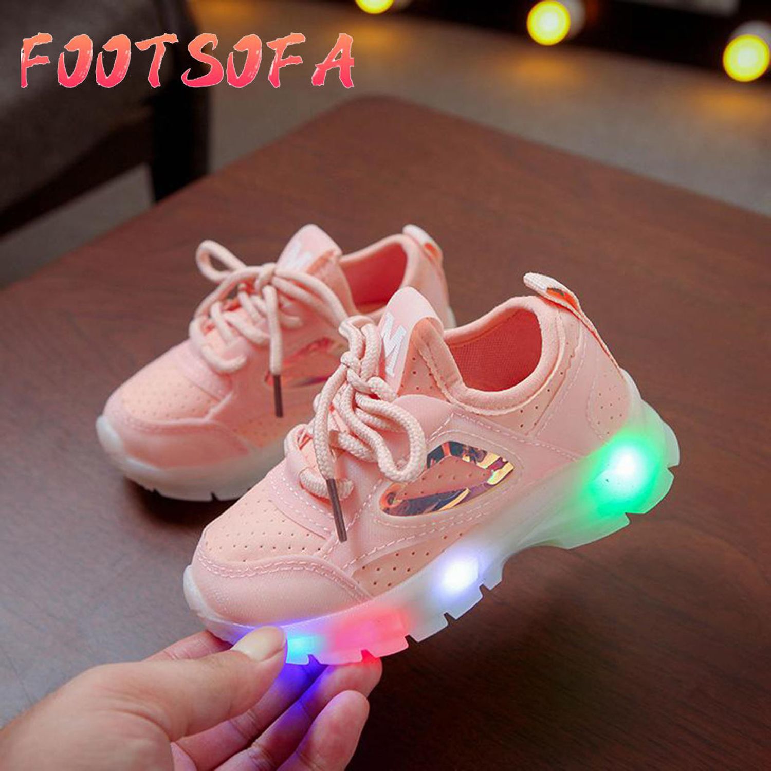 Baby Boys Breathable Anti-Slip Striped Shoes LED Sneakers Toddler Soft Soled First Walkers