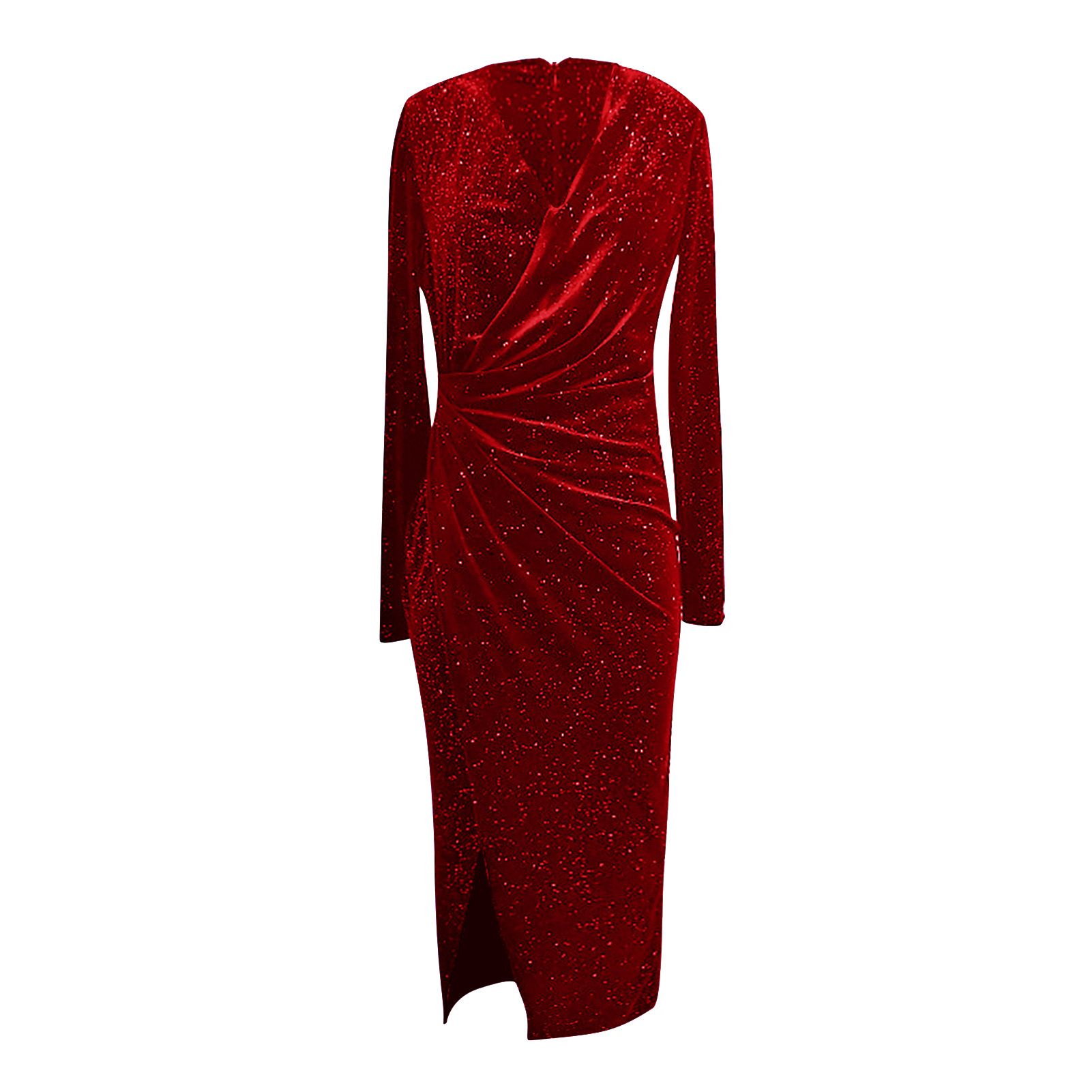 Slim Dress Mid-Calf Irregular Pure Color Dress