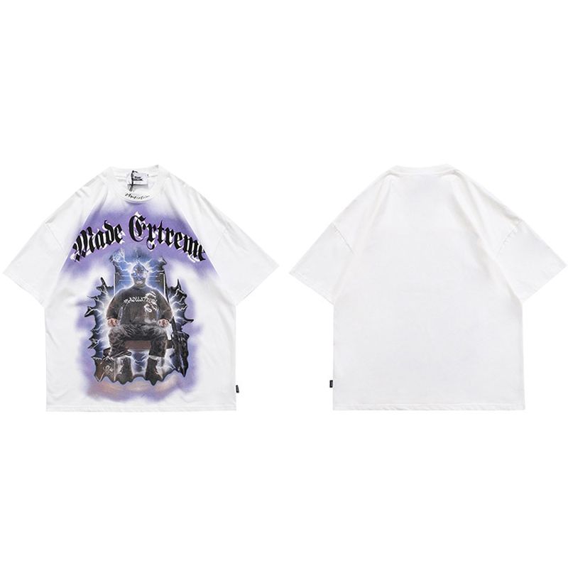 2021 Men Hop Streetwear Oversize T Shirt Electric Shock Man Letter Print T-Shirt Summer Short Sleeve Harajuku Cotton Tshirt