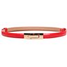 Fashion Faux Leather Women Slim Belt Metal Buckle Solid Color Strap Waistband