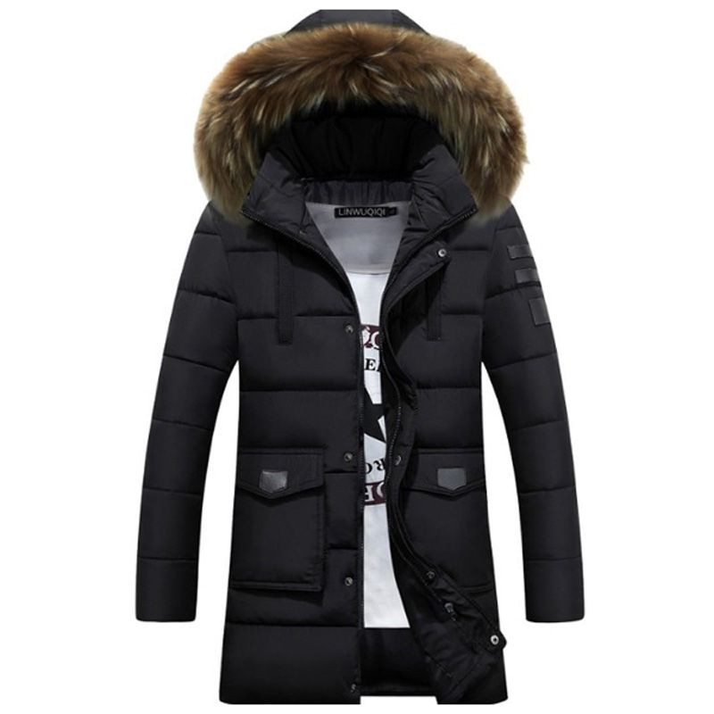 Men Winter Warm Hooded Long Down Jackets Outwear Warm Parkas Male Casual Long Thicker Jackets Szie 3XL