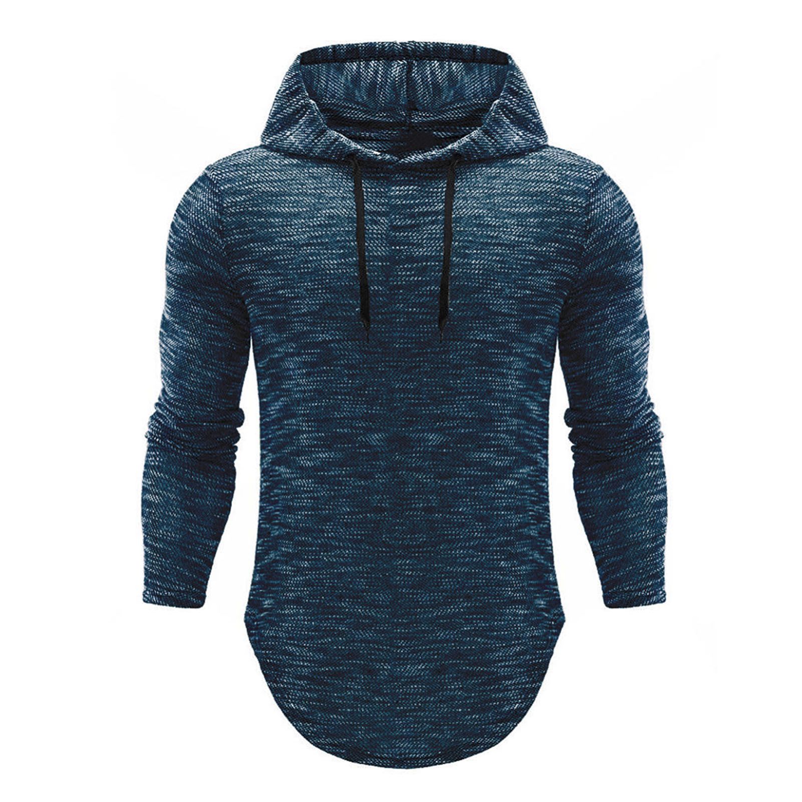 Hoodie Outerwear Stretchy Hooded Arc Hem Pullover Sweatshirt