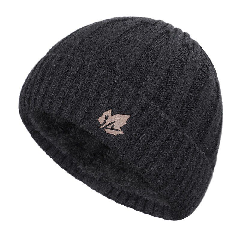 2019 Fashion Men's Winter Knit Beanie Scarf Brand Maple Thick Lining Plus casual hat Solid color Soft Cap Bonnet