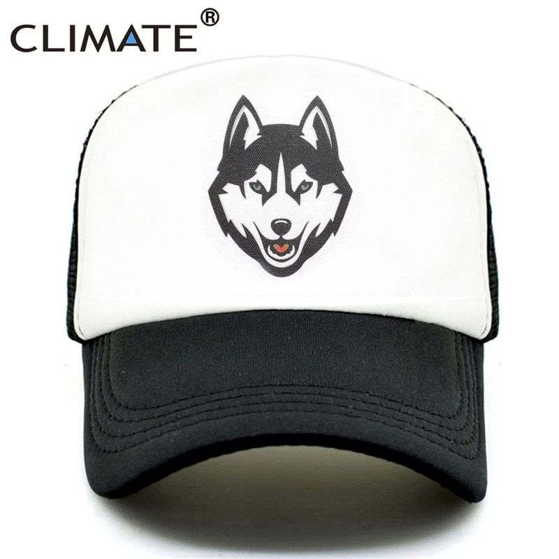 CLIMATE Men Wolf Trucker Caps Totem Hat Cap Men Cool Huskie Baseball Cap Hip Hop Summer Mesh Trucker Hat for Men Man