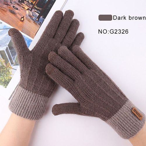 TNew Touch Screen Ladies Cashmere Knit Winter Gloves Imitation Cashmere Knitting Plus Velvet Thick Warm Outdoor Gloves-22x11cm