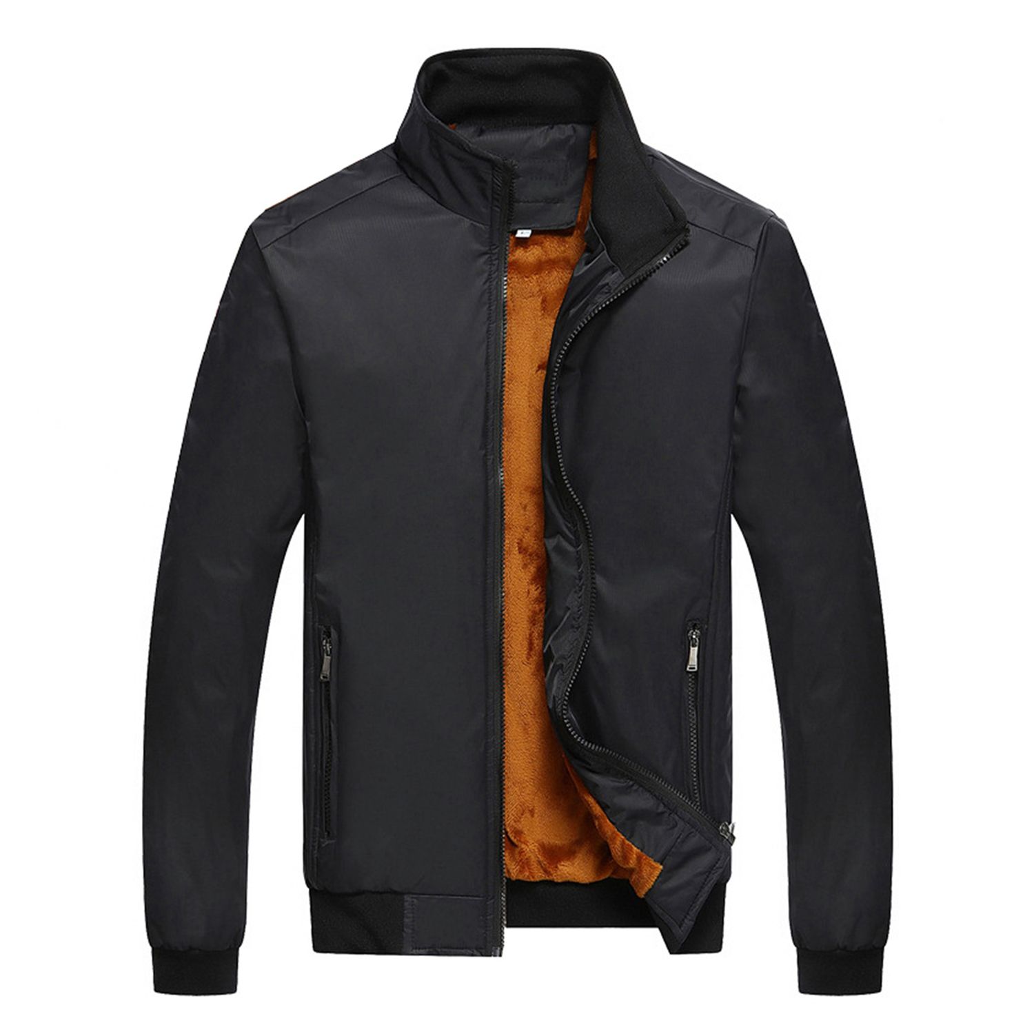 Jacket Solid Color Zipper Winter Jacket