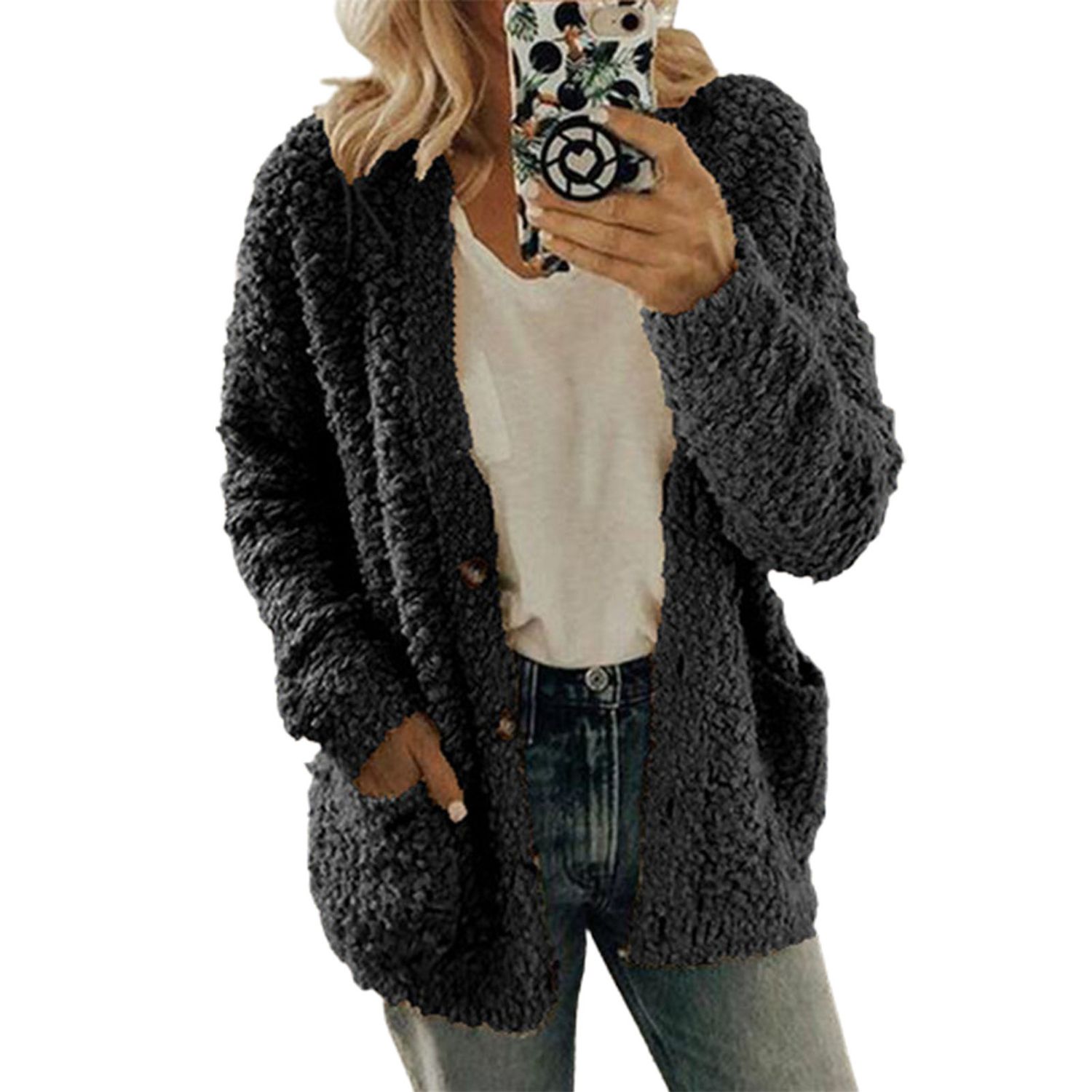 Winter Sweater Coat Solid Color Wear-resistant Winter Sweater