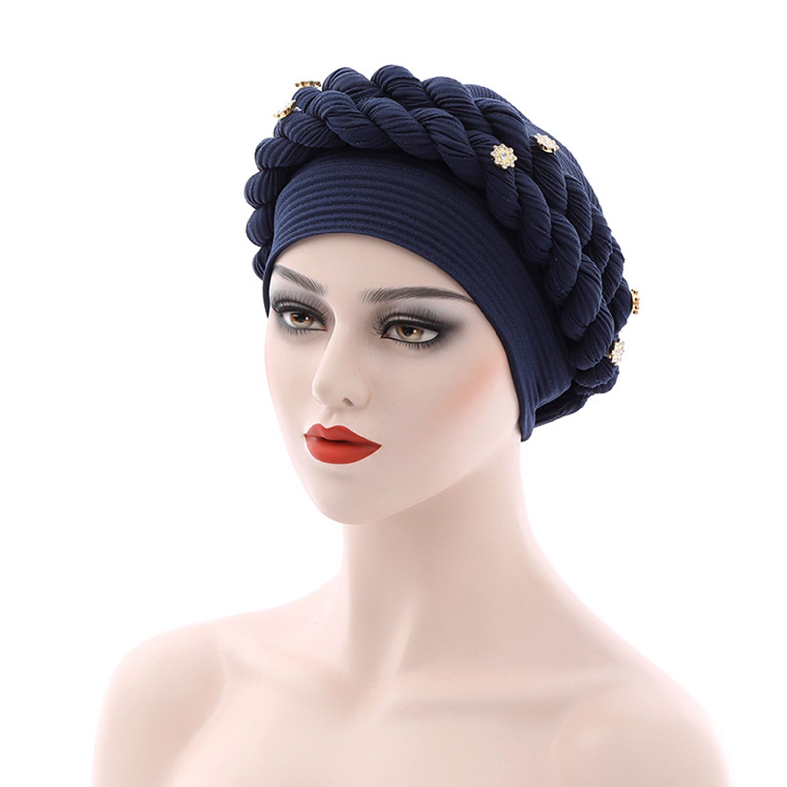 ad Wrap Solid Color Lightweight No Brim Turban Hat