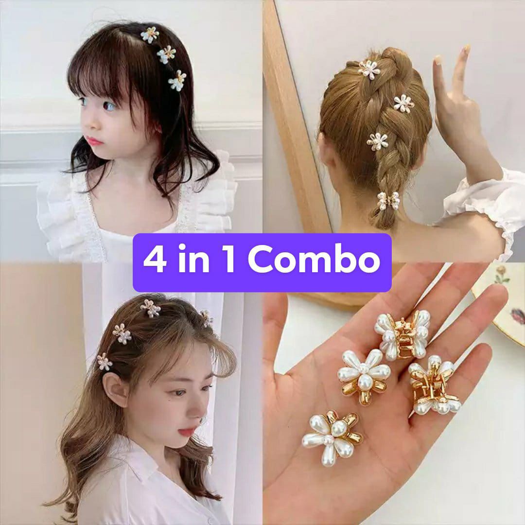 Set of Mini Hair Clips/ Pearl like cute set of 4pcs Hair Chips for girls