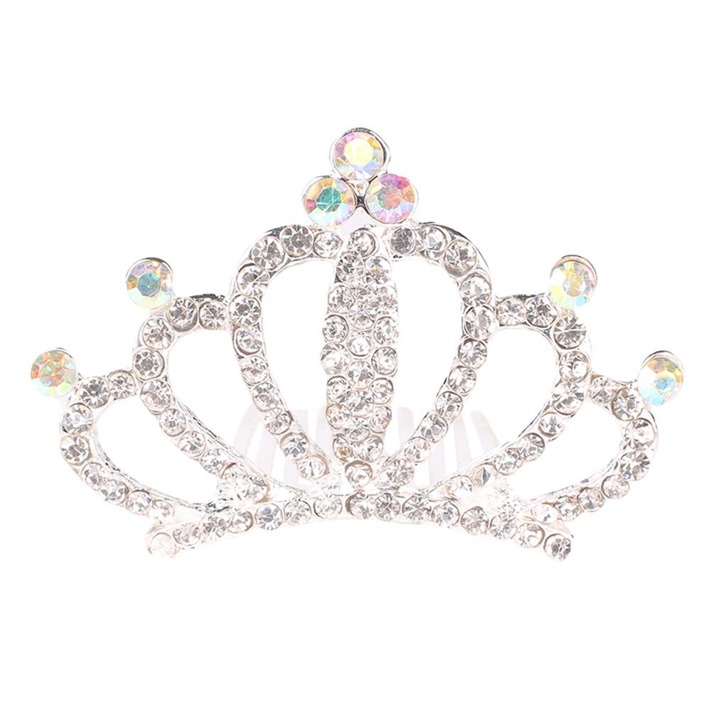 Kid Girls Sparkling Rhinestone Crown Birthday Party Hair Comb Tiara Decor Gift