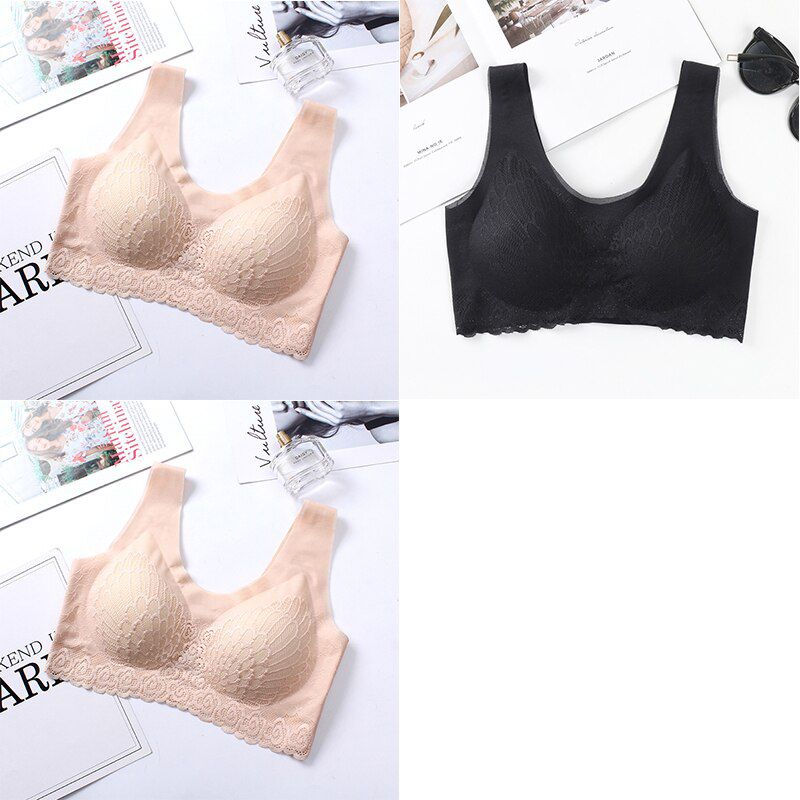 3pcs Women Sleeping Latex Bra Seamless Lingerie Shockproof Wirefree Push Up Bralette Top Underwear Bra bh Comfort Intimates