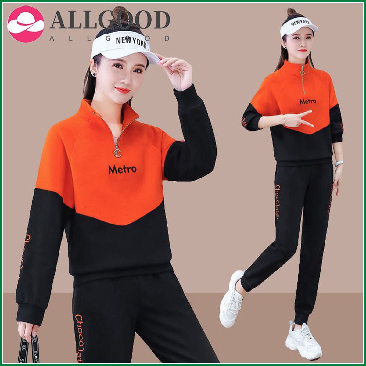 Casual Thicken Warm Sweatpants Set Women Basic Patchwork Colors Sports Tracksuit Korean Style Long Sleeve Jogger 2 Piece Outfits