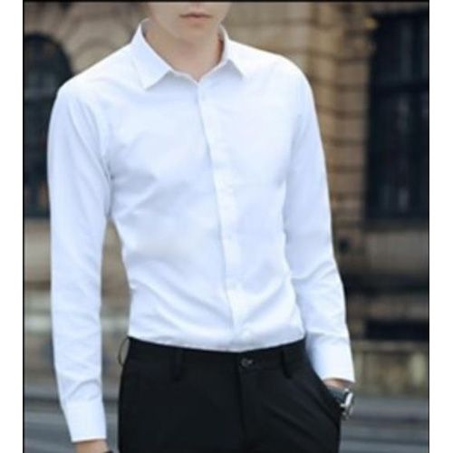 2021 Large Size Men's Business Casual Long Sleeved Shirt White Blue Black Smart Male Social Dress Shirt Plus Dropshipping