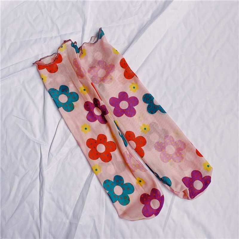 Fashion Han Edition Fashion Style Women New Product Kawaii Little Flower Heap Heap Crystal Silk Socks Comfortable Breathable Sox
