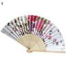Vintage Bamboo Folding Hand Held Flower Fan Chinese Dance Beautiful Craft Gift