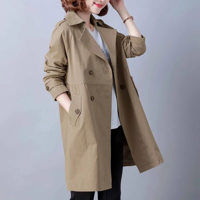 Spring Casaco Feminino Trench Coat New Khaki Coat Women Loose Windbreaker Large Size Coat Female Mid-Length Outerwear