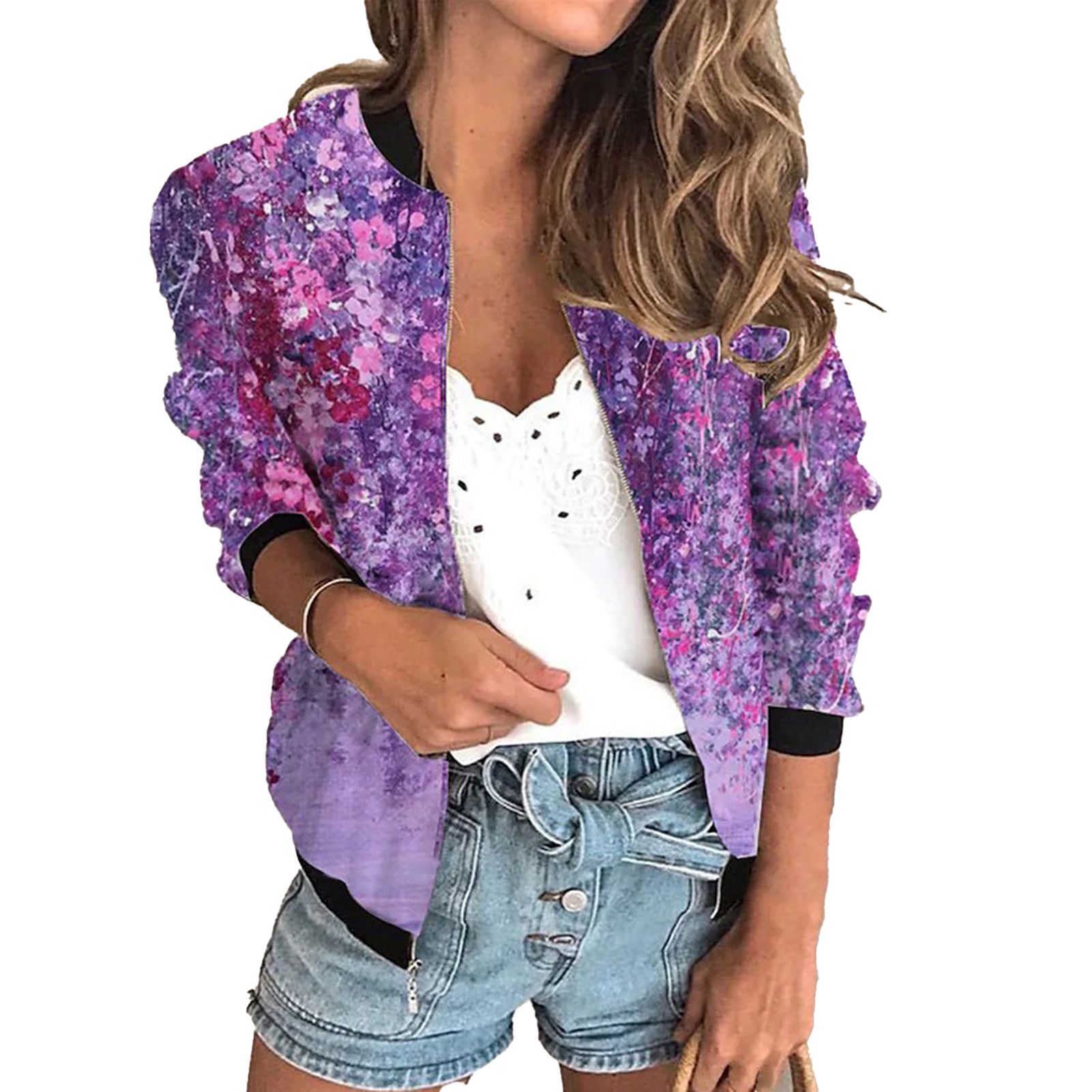 Cardigan Jacket Zipper Closure Short Type Warm Cardigan Jacket