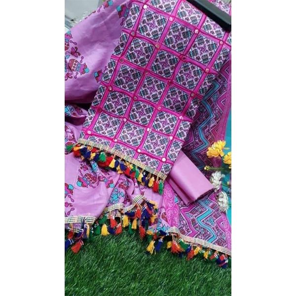 Eid Colection  Joypuri Unstitched Cotton Three Piece 3 Piece For Women Collection Shawlar Kameez