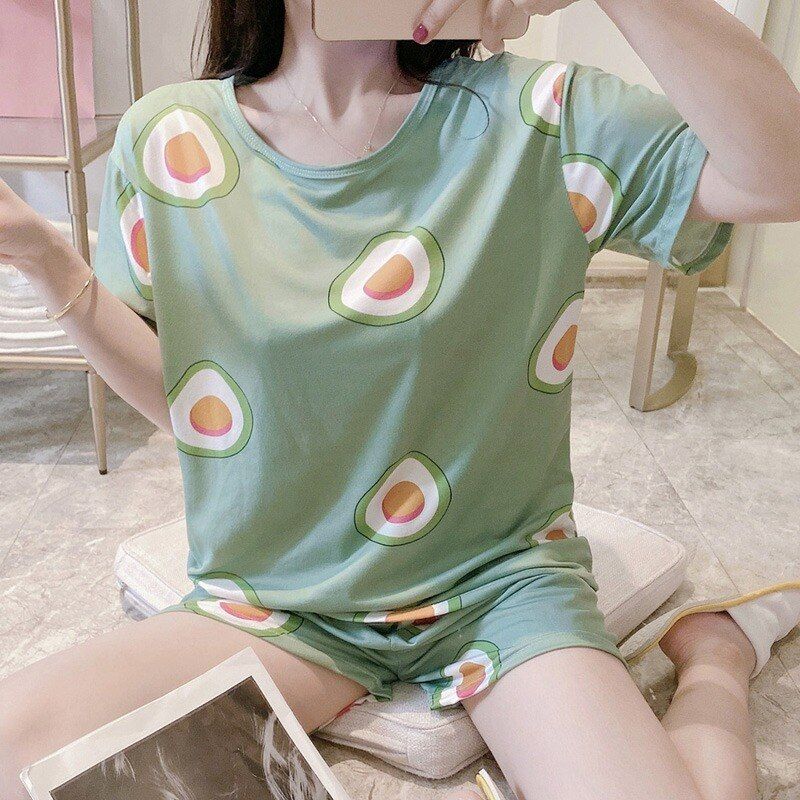 Women's pajamas summer pyjama sets  pajamas woman Pure cotton printing short-sleeved shorts Pajamas  homewear woman pajama set
