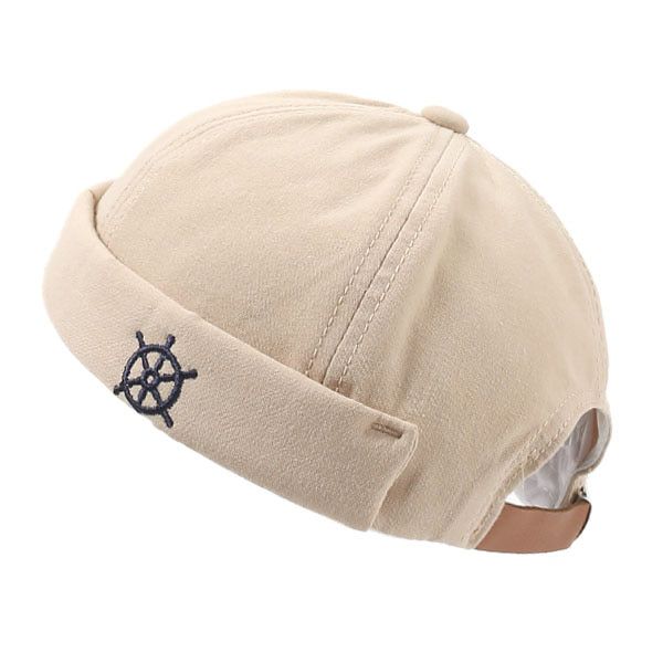 Embroidery Men Women Skullcap Hat Casual Docker Sailor Mechanic Brimless Solid Color Invierno Mujer Spring Men Cap