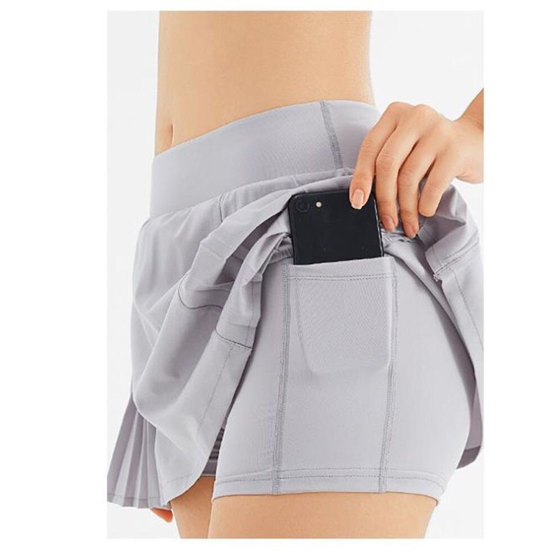Women Fitness Sports Short Skirt Yoga Running Shorts Breathable Workout Anti Exposure Pleated Skirt Gym Sportswear With Pockets