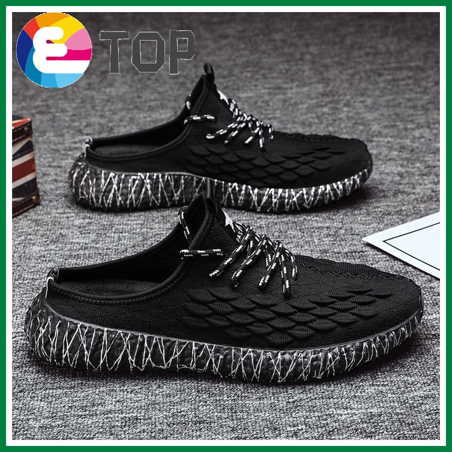 Korean Half Shoes for Men Half Slippers Sandals Casual Half Lazy Shoes Backless Loafers Fashion Shoes Mules Sneakers