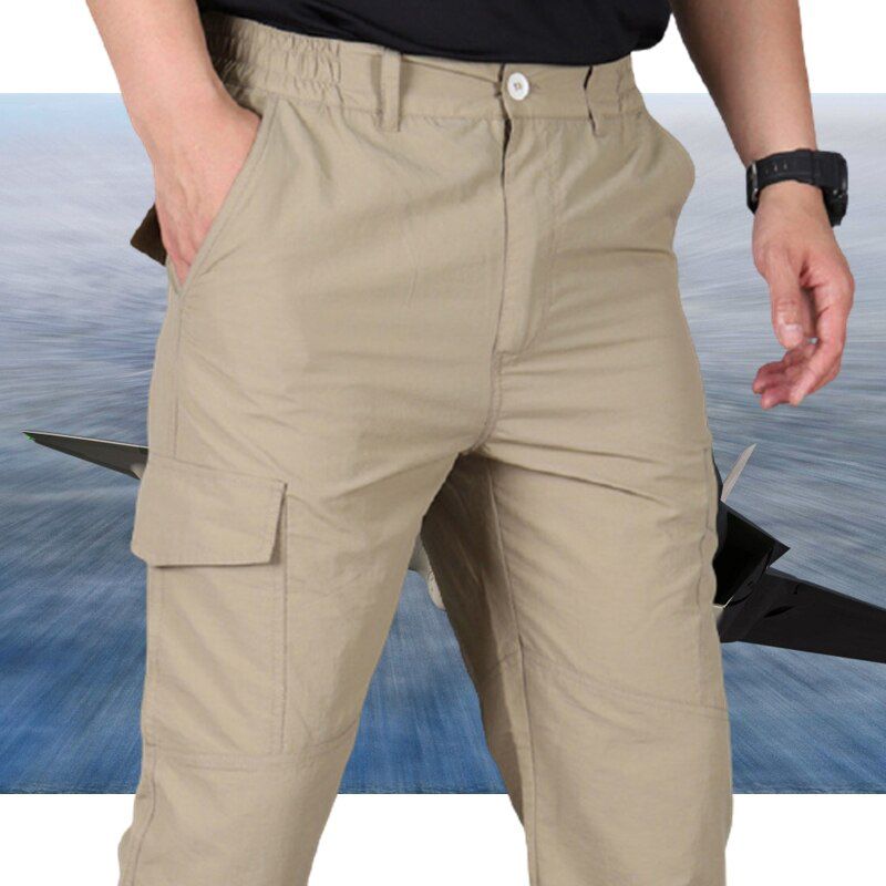 Plus Size 5XL Cargo Pants Men Multi Pocket Outdoor Tactical Sweatpants   Waterproof Quick Dry Elastic Hiking Trouser