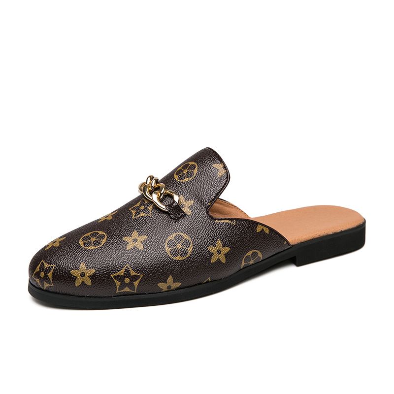 Men Leather Casual Shoes Driving Half Loafers Slip on Shoes for Men Outdoor Slippers Kasut Lelaki(Black,Brown,White)