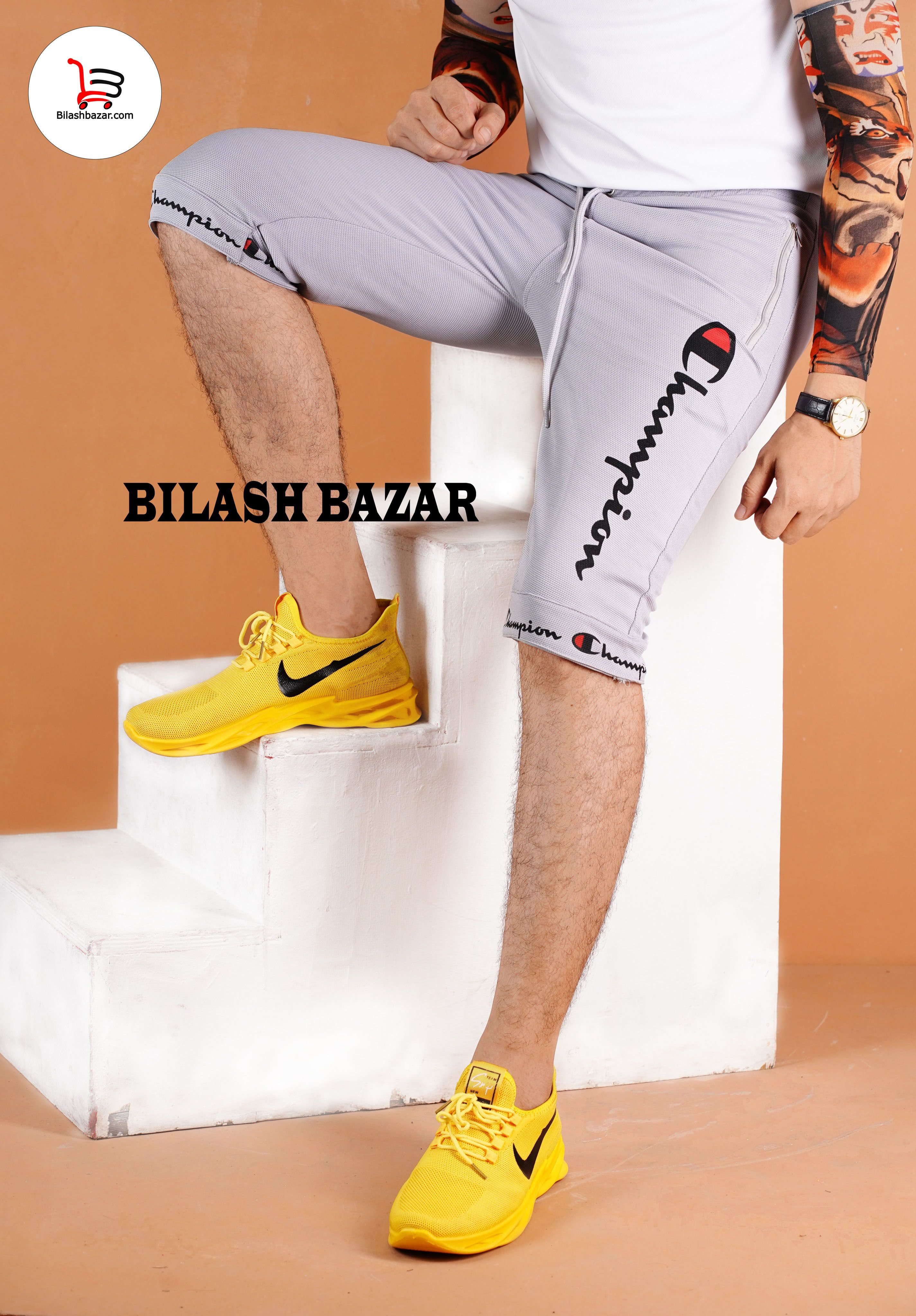 Stylish Grey And Black Color Comfortable Three Quarter Pant For Men - Short Pant For Men